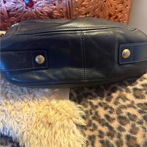 Coach Black Leather Tag with Plum Interior